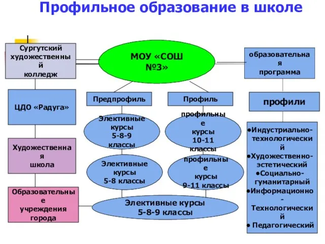 Профильное образование в школе Сургутский художественный колледж ЦДО «Радуга» Художественная школа Образовательные