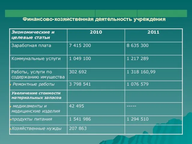 Финансово-хозяйственная деятельность учреждения