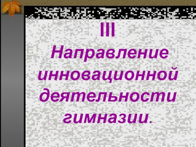 III Направление инновационной деятельности гимназии.