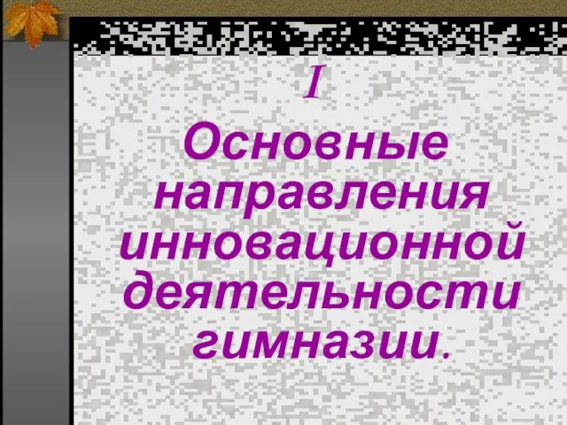 I Основные направления инновационной деятельности гимназии.