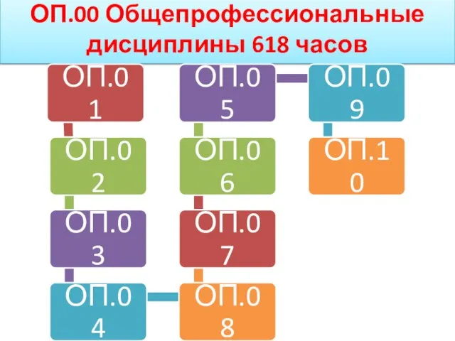 ОП.00 Общепрофессиональные дисциплины 618 часов