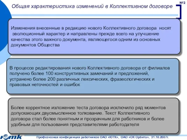 Изменения внесенные в редакцию нового Коллективного договора носят эволюционный характер и направлены