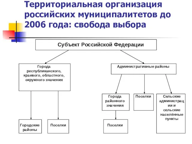 Территориальная организация российских муниципалитетов до 2006 года: свобода выбора