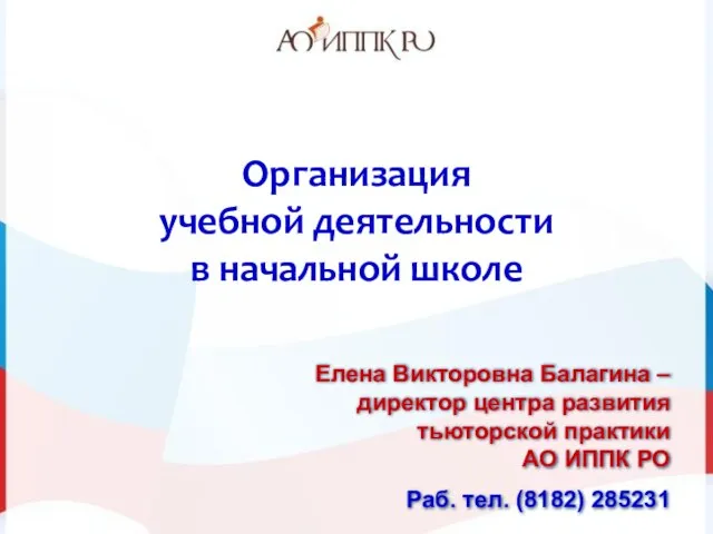 Организация учебной деятельности в начальной школе Елена Викторовна Балагина – директор центра