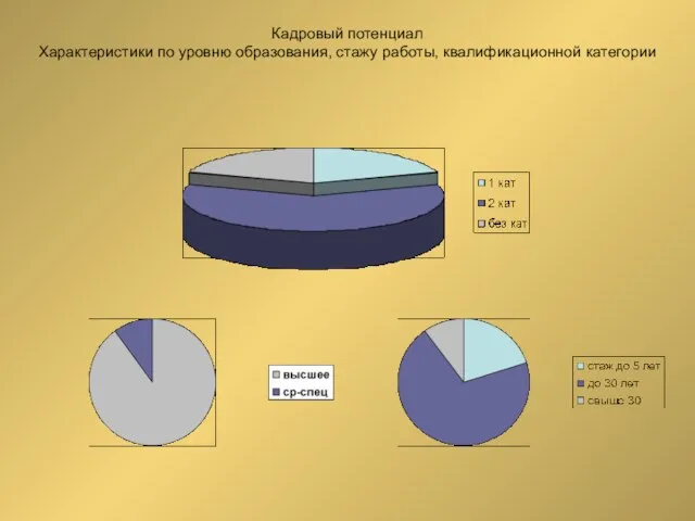 Кадровый потенциал Характеристики по уровню образования, стажу работы, квалификационной категории