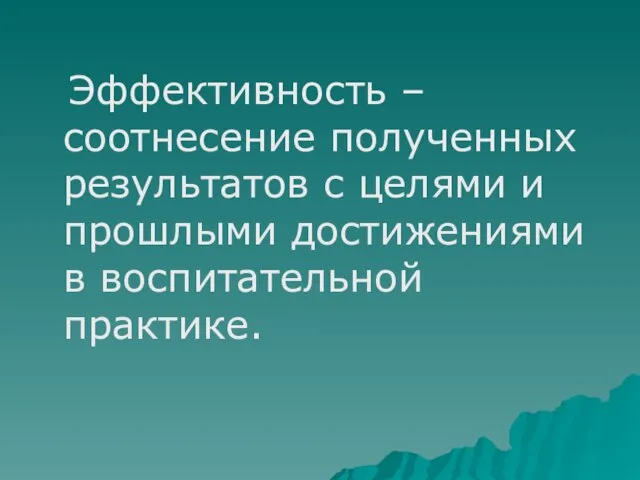 Эффективность – соотнесение полученных результатов с целями и прошлыми достижениями в воспитательной практике.