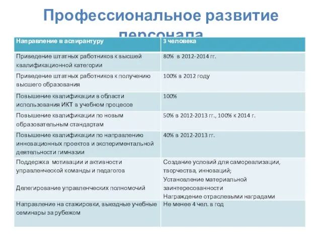 Профессиональное развитие персонала