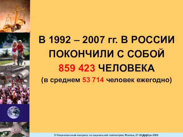 В 1992 – 2007 гг. В РОССИИ ПОКОНЧИЛИ С СОБОЙ 859 423