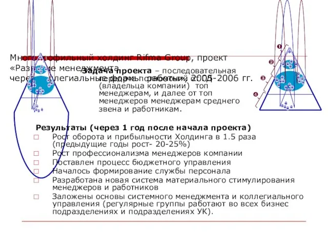 Многопрофильный холдинг Rifma Group, проект «Развитие менеджмента через коллегиальные формы работы», 2005-2006