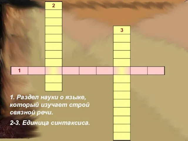 1. Раздел науки о языке, который изучает строй связной речи. 2-3. Единица синтаксиса.