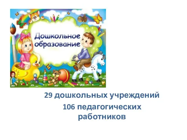 2012 29 дошкольных учреждений 106 педагогических работников