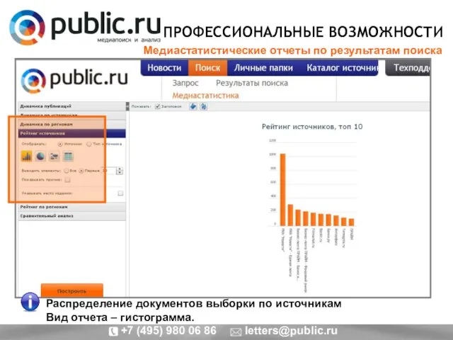 ПРОФЕССИОНАЛЬНЫЕ ВОЗМОЖНОСТИ Медиастатистические отчеты по результатам поиска