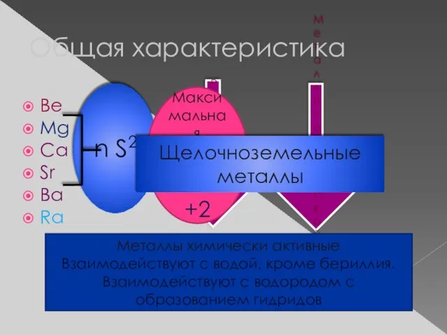 Общая характеристика Be Mg Ca Sr Ba Ra Радиус атома Металлические свойства