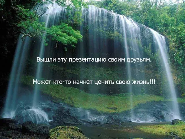 Вышли эту презентацию своим друзьям. Может кто-то начнет ценить свою жизнь!!!