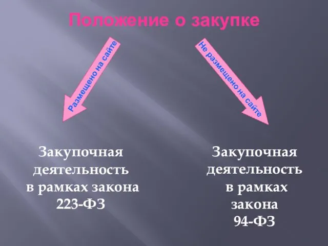 Положение о закупке Закупочная деятельность в рамках закона 223-ФЗ Закупочная деятельность в рамках закона 94-ФЗ