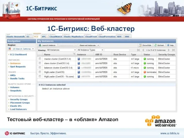 1С-Битрикс: Веб-кластер Тестовый веб-кластер – в «облаке» Amazon