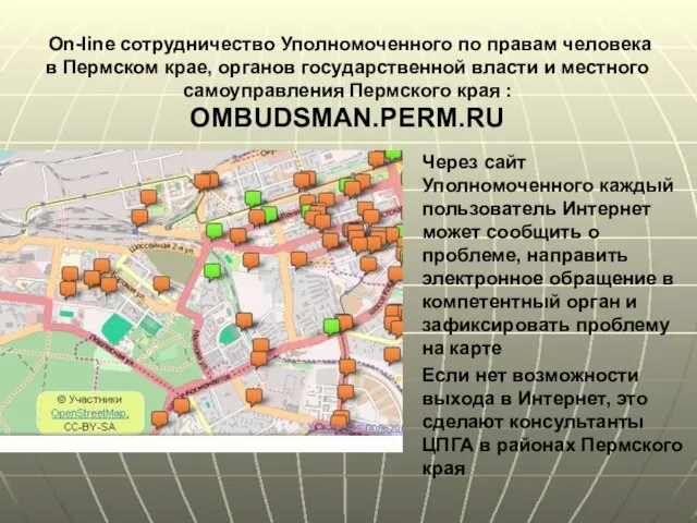 On-line сотрудничество Уполномоченного по правам человека в Пермском крае, органов государственной власти