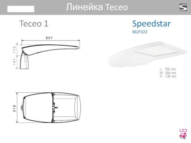 Teceo 1 Линейка Teceo Speedstar BGP322 L: 768 mm W: 394 mm H : 129 mm