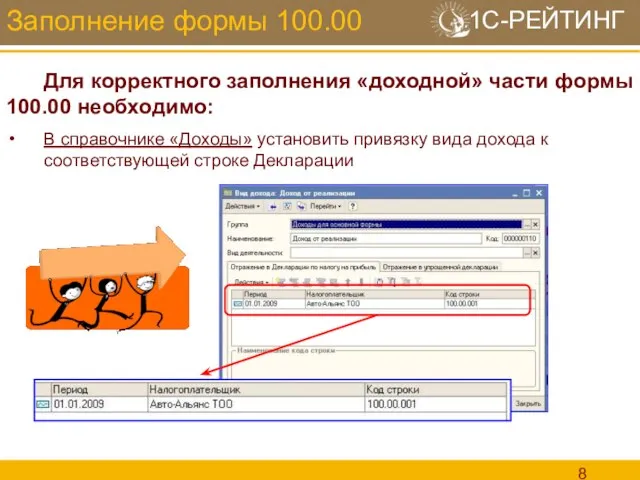 Заполнение формы 100.00 Для корректного заполнения «доходной» части формы 100.00 необходимо: В