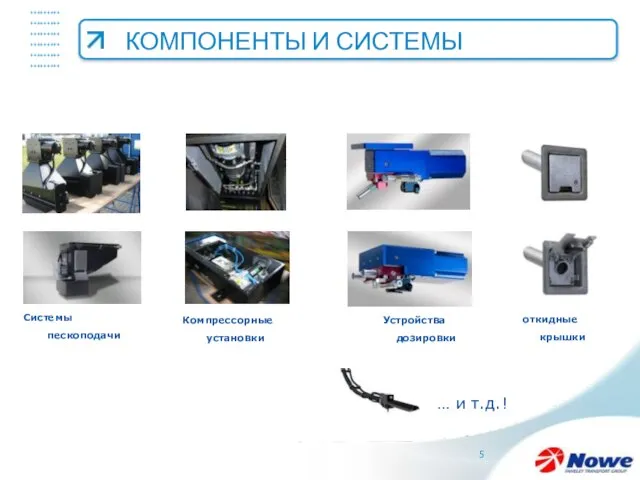 КОМПОНЕНТЫ И СИСТЕМЫ Cистемы пескоподачи Компрессорные установки Устройства дозировки … и т.д.! откидные крышки