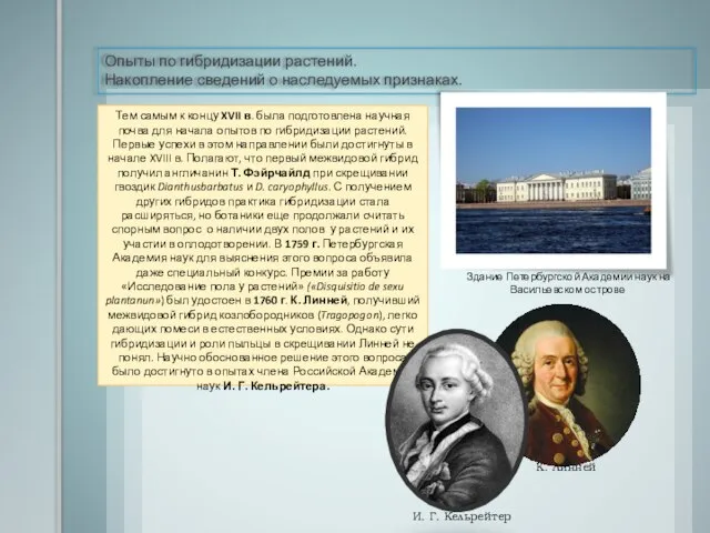 Опыты по гибридизации растений. Накопление сведений о наследуемых признаках. Аристотель Тем самым