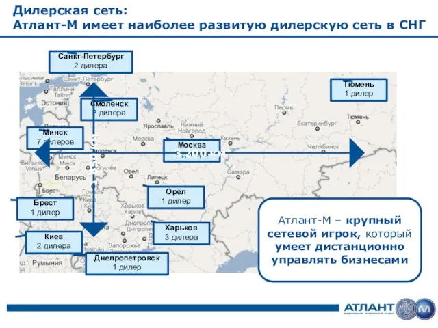Дилерская сеть: Атлант-М имеет наиболее развитую дилерскую сеть в СНГ Тюмень 1