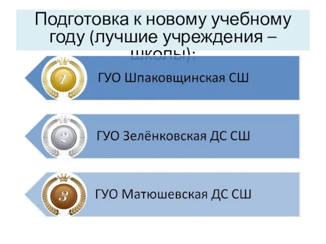 Подготовка к новому учебному году (лучшие учреждения – школы):