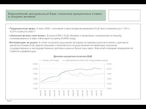 Традиционные меры. К маю 2009 г. ключевая ставка рефинансирования ЕЦБ была понижена