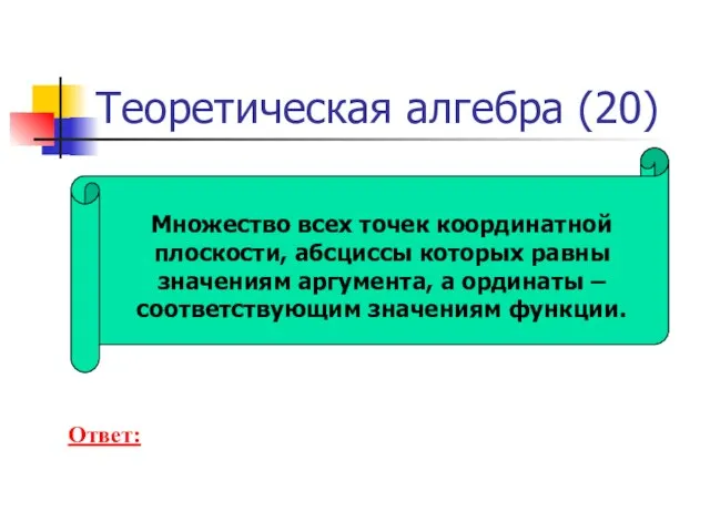 Теоретическая алгебра (20) Множество всех точек координатной плоскости, абсциссы которых равны значениям