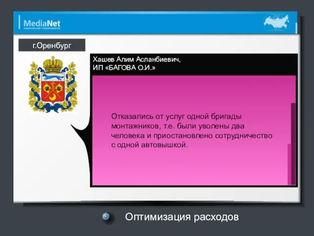 г.Оренбург Оптимизация расходов