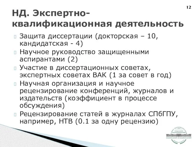 Защита диссертации (докторская – 10, кандидатская - 4) Научное руководство защищенными аспирантами