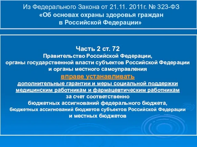 Из Федерального Закона от 21.11. 2011г. № 323-ФЗ «Об основах охраны здоровья