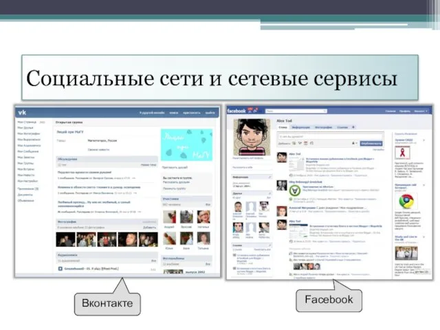 Социальные сети и сетевые сервисы Вконтакте Facebook