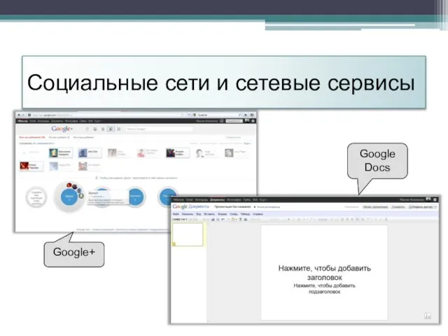 Социальные сети и сетевые сервисы Google+ Google Docs