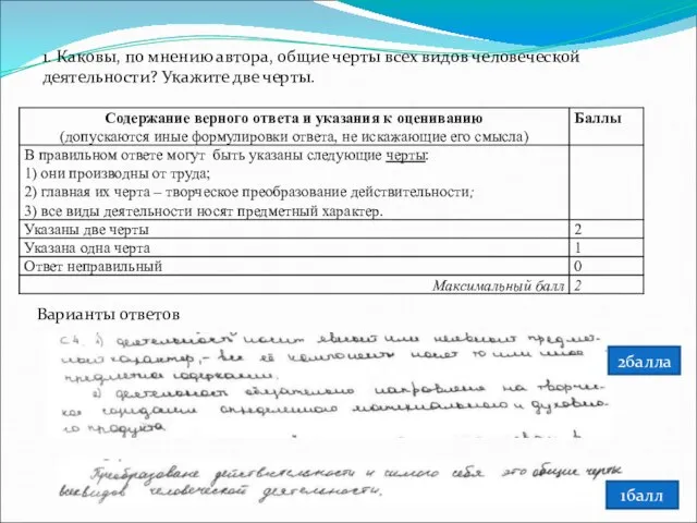 1. Каковы, по мнению автора, общие черты всех видов человеческой деятельности? Укажите