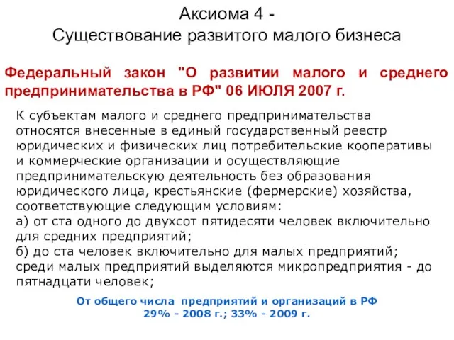 От общего числа предприятий и организаций в РФ 29% - 2008 г.;