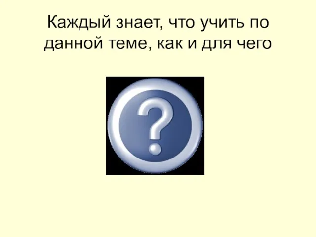 Каждый знает, что учить по данной теме, как и для чего