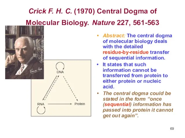 Crick F. H. C. (1970) Central Dogma of Molecular Biology. Nature 227,