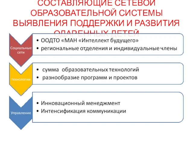 СОСТАВЛЯЮЩИЕ СЕТЕВОЙ ОБРАЗОВАТЕЛЬНОЙ СИСТЕМЫ ВЫЯВЛЕНИЯ ПОДДЕРЖКИ И РАЗВИТИЯ ОДАРЕННЫХ ДЕТЕЙ