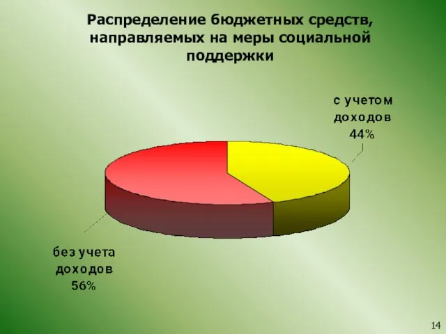 Распределение бюджетных средств, направляемых на меры социальной поддержки 14