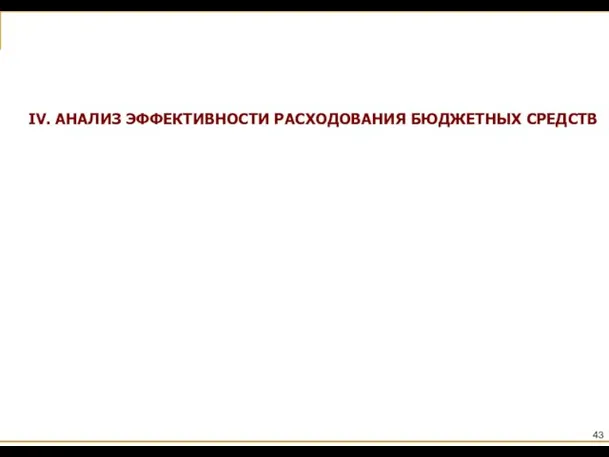 IV. АНАЛИЗ ЭФФЕКТИВНОСТИ РАСХОДОВАНИЯ БЮДЖЕТНЫХ СРЕДСТВ