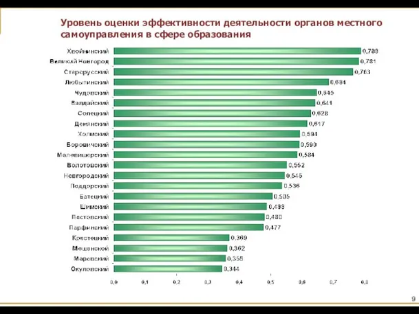 Уровень оценки эффективности деятельности органов местного самоуправления в сфере образования