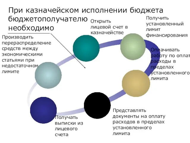 Открыть лицевой счет в казначействе Получить установленный лимит финансирования Получать выписки из