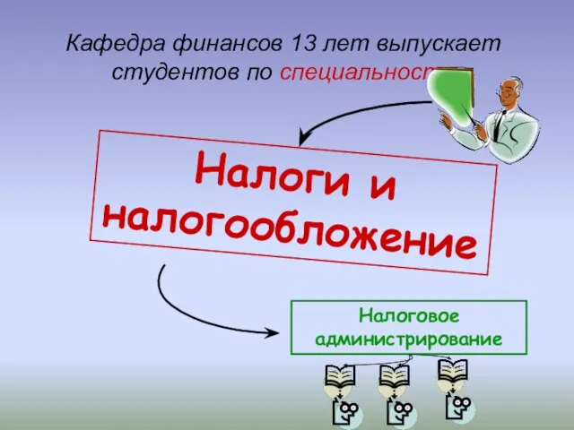 Кафедра финансов 13 лет выпускает студентов по специальности Налоги и налогообложение Налоговое администрирование