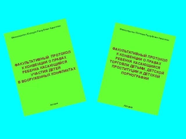 Министерство Юстиции Республики Казахстан ФАКУЛЬТАТИВНЫЙ ПРОТОКОЛ К КОНВЕНЦИИ О ПРАВАХ РЕБЕНКА КАСАЮЩИЙСЯ