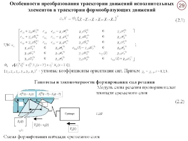 Особенности преобразования траектории движений исполнительных элементов в траектории формообразующих движений