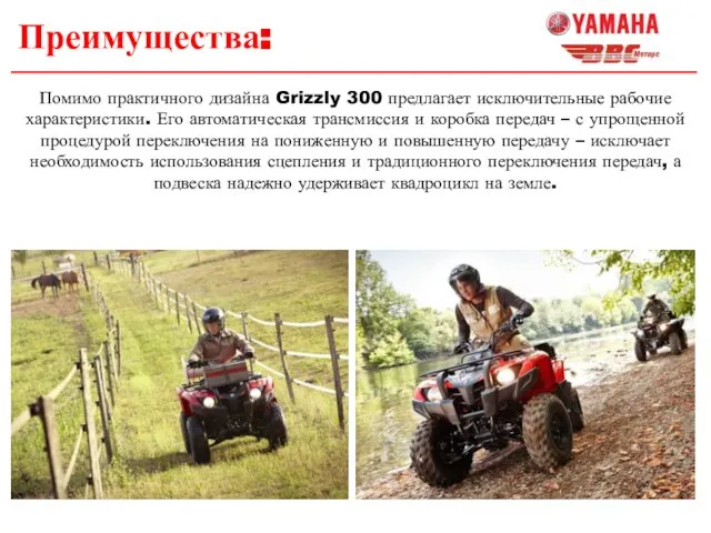 Преимущества: Помимо практичного дизайна Grizzly 300 предлагает исключительные рабочие характеристики. Его автоматическая