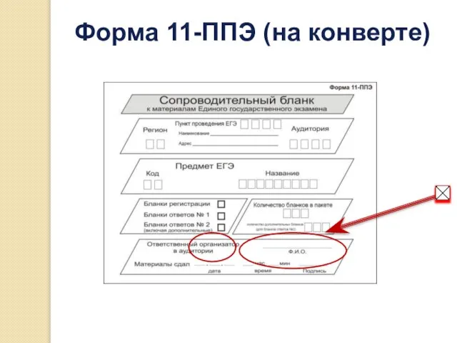 Форма 11-ППЭ (на конверте)