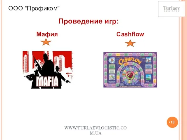 WWW.TURLAEVLOGISTIC.COM.UA ООО "Профиком" Cashflow Проведение игр: Мафия