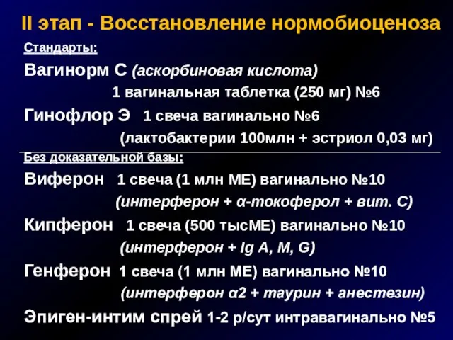 Стандарты: Вагинорм С (аскорбиновая кислота) 1 вагинальная таблетка (250 мг) №6 Гинофлор